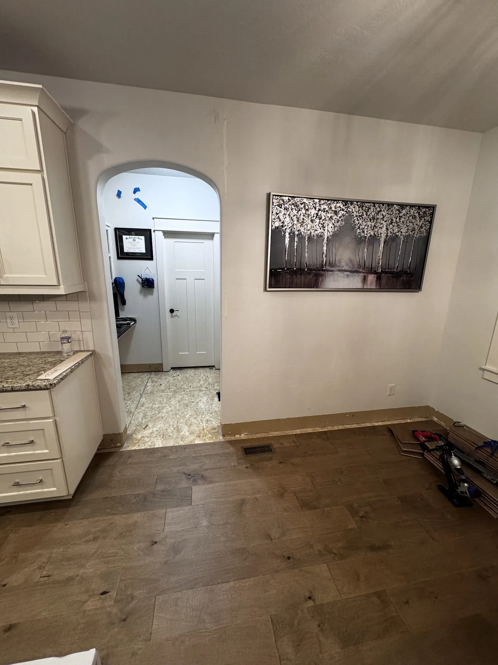 Engineered hardwood flooring at a home entry